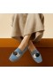 VIVAIA Square Cap Terry Knit Loafers Low Shoes Grey Blue