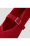 VIVAIA Running Shoes Square Cap Mary-Jane (Margot Walker Mary-Jane) Flat Shoes Red