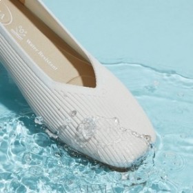 VIVAIA Square Cap Water Repellent Flats (Margot 2.0) Flat Shoes Ivory