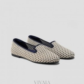 VIVAIA Round-Toe Woven Knit Loafer (Audrey) Low Shoes Navy White