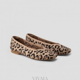 VIVAIA Square Cap V-Cut Flats (Margot 2.0) Flat Shoes Dark Leopard