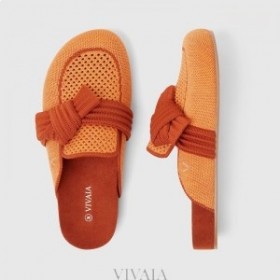 VIVAIA Round-Cap Knot Mules Mules Coral Orange
