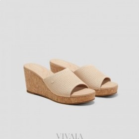 VIVAIA Round-toe Wedge Sandals (Stacey Pro) Sandals Almond Crochet