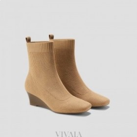 VIVAIA Square-Cap Water-Repellent Boots (Margot Wedge Bootie) Boots Nutmeg