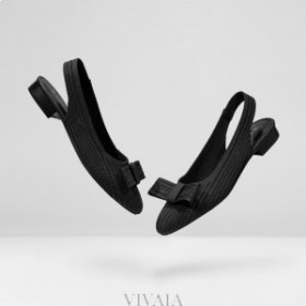 VIVAIA Pointed-Cap Bow Sling-Back Sandals Sandals Black