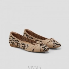 VIVAIA Almond Cap Knotted Flats (Bibi) Flat Shoes Dark Leopard