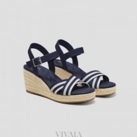 VIVAIA Round-toe Wedge Sandals (Sally Pro) sandals navy stripes