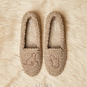 VIVAIA Round-Toe Recycled Faux Fur Loafers Latte - Cat