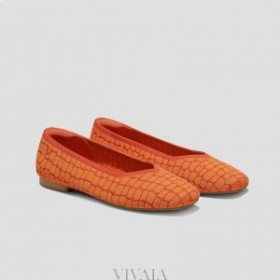 VIVAIA Square Cap V-Cut Flats (Margot 2.0) Flat Shoes Orange