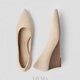 VIVAIA Pointed Cap Wedge (Aria Wedge) Wedge Shoes Almond