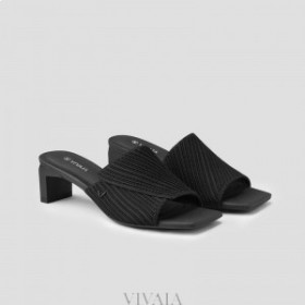VIVAIA Square-Toe Block Heel Slides (Jade) Sandals Deep