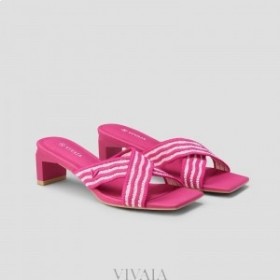 VIVAIA Square-Toe Block Heel Criss-Cross Sandal (Jennifer） Sandals Pitaya Wave