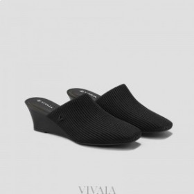 VIVAIA Square Toe Wedge Mules (Margot Wedge Mules) Mules Black