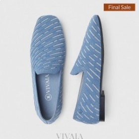 VIVAIA Square Cap Patterned Loafers Low Shoes Blue