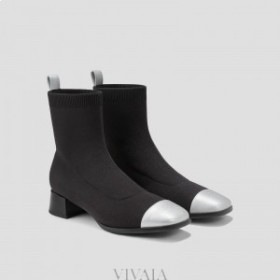 VIVAIA Square Cap Water-Repellent Boots (Madison) Boots Black Silver