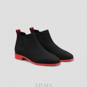 VIVAIA Square Cap Water Repellent Ankle Boots (Ryan Pro) Boots Black Red