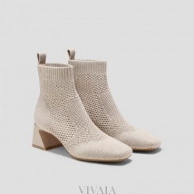 VIVAIA Square-Cap Perforated Heel Boots (Melissa) Boots Oatmilk