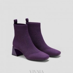 VIVAIA Square-Cap Perforated Heel Boots (Melissa) Boots Eggplant