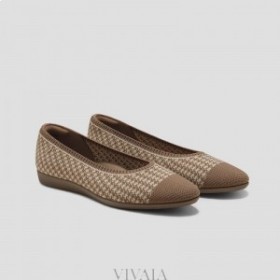 VIVAIA Running Shoes Almond Cap Flats (Tamia Walker) Flat Shoes Espresso Houndstooth