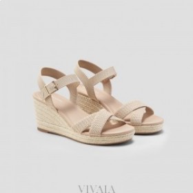 VIVAIA Round-Toe Wedge Sandals (Sally) Sandals Almond