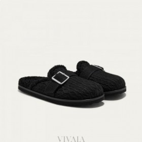 VIVAIA Round-Toe Wool Slippers (Hazel) Mules Black