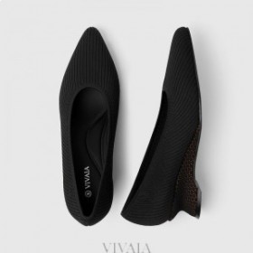 VIVAIA Pointed Toe Striped Wedge Wedge Shoes Deep