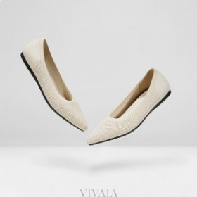 VIVAIA Pointed Cap Ballet Flats Flat Shoes White