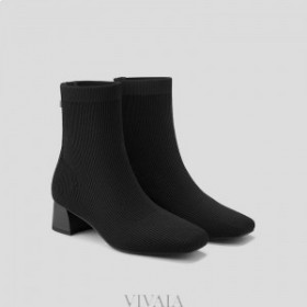 VIVAIA Zippered Square-Cap Water-Repellent Ankle Boots (Marcella) Boots Black