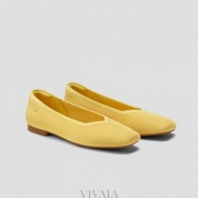 VIVAIA Square Cap V-Cut Flats (Margot 2.0) Flat Shoes Lemon