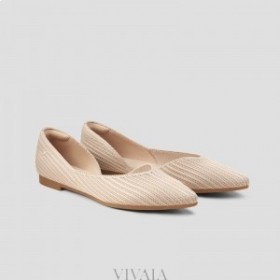 VIVAIA Pointed Cap Flats (Melia) Sapatos Baixos Almond