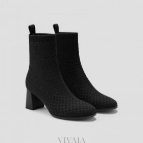  Botas de salto alto VIVAIA bico redondo e repelente à água (Thalita) Botas pretas