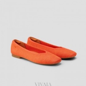  VIVAIA Square Cap V-Cut Flats (Margot 2.0) Sapatos Baixos Laranja