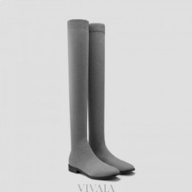  Botas VIVAIA de bico quadrado acima do joelho (Happer) Botas cinza