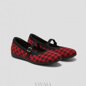  Tênis de corrida VIVAIA Flats de bico redondo (Claire Walker Mary-Jane) Sapatos baixos vermelhos