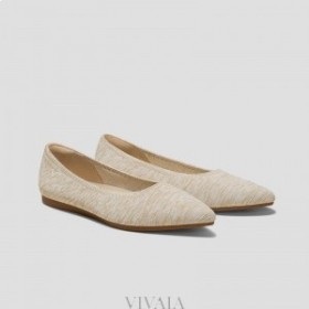  VIVAIA Pointed Cap Ballet Flats (Aria 5° Hemp) Sapatos Baixos Brancos