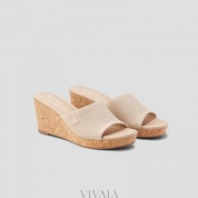  Sandália VIVAIA Round-Toe Wedge (Stacey) Sandálias Almond Crochet