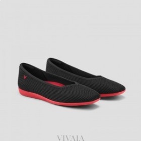 VIVAIA Tênis de corrida Square Cap V-Cut Flats (Margot Walker) Sapatos baixos Preto Vermelho