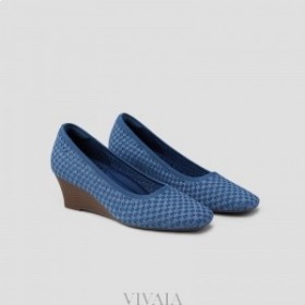  VIVAIA Square Toe Wedge (Margot Wedge Pro) Sapatos altos Denim Woven