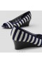  VIVAIA Peep Cap Wedge (Tamia Peep Cap) High Shoes Navy Stripes