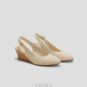 VIVAIA Mandula sapkás Slingback Wedge szandál (Tamia Slingback Wedge Pro) Szandál Elefántcsont horgolt