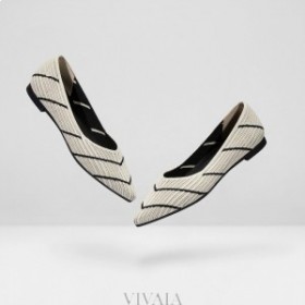  VIVAIA Cap Pointe Stripe Flats Bróga Maol Stripes Stripes Bán