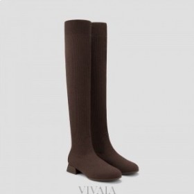  Stivali sopra il ginocchio in lana idrorepellente con punta tonda VIVAIA (Madeline Pro) Stivali Cioccolato fondente
