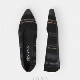  VIVAIA Scarpe basse con punta a V e tagli a V Scarpe basse a righe nere