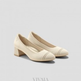  VIVAIA Scarpe col tacco alto con punta tonda e spessa (Julie Pro) bianche