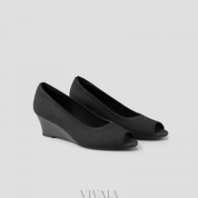  VIVAIA Peep Cap Wedge (Tamia Peep Cap) Scarpe alte nere