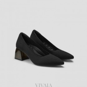 VIVAIA ポインテッドキャップ ブロックヒール (アリア ブロックヒール) ハイシューズ ブラック