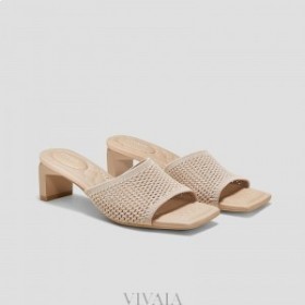  VIVAIA スクエアトゥ ブロックヒールサンダル (ジュリエット プロ) サンダル アーモンドメッシュ