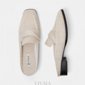 VIVAIA Square Cap Knot Ull Mules Mules Hvit