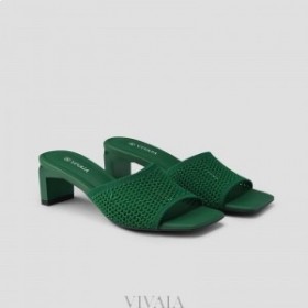  VIVAIA Square-Toe Block Hæl Slides (Juliet) Sandaler Grønne