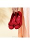  VIVAIA Okrągłe Płaskie Buty Toe (Claire) + Free Bow Płaskie Buty Czerwone